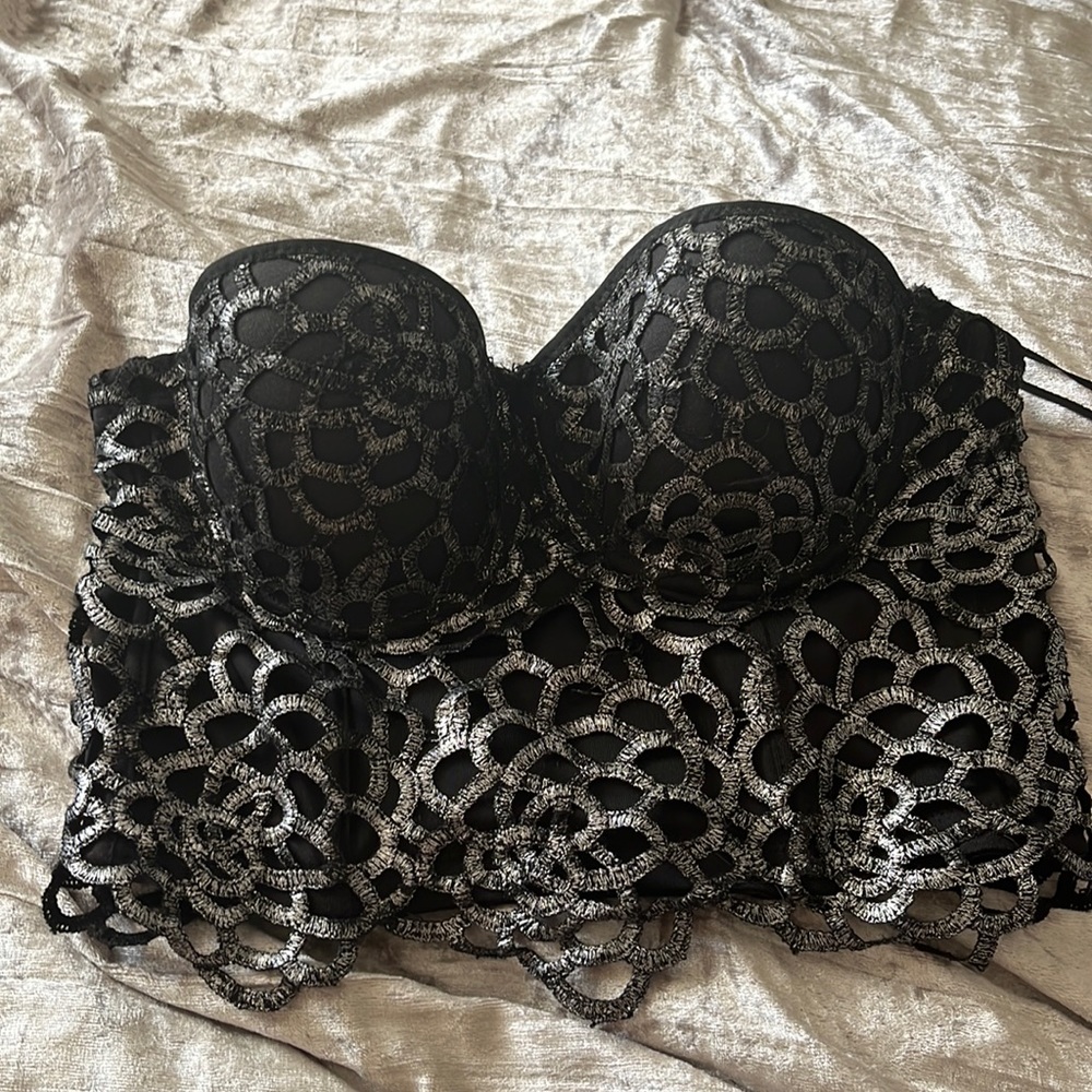 Silver and black corset top